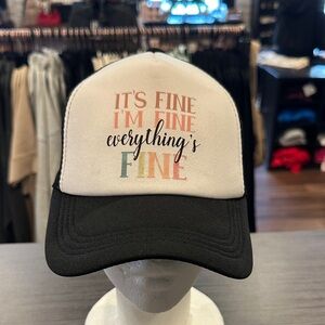 Black and White 'It's Fine' Trucker Hat